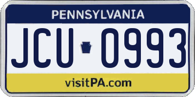 PA license plate JCU0993