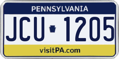 PA license plate JCU1205