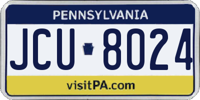 PA license plate JCU8024