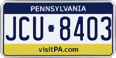 PA license plate JCU8403