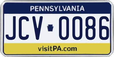 PA license plate JCV0086