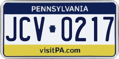 PA license plate JCV0217