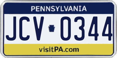 PA license plate JCV0344