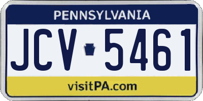 PA license plate JCV5461