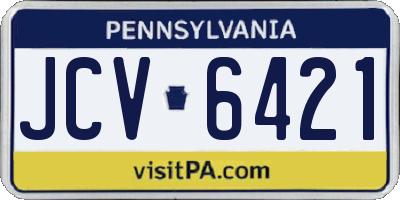 PA license plate JCV6421