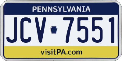PA license plate JCV7551