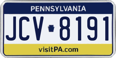 PA license plate JCV8191