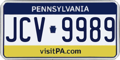 PA license plate JCV9989