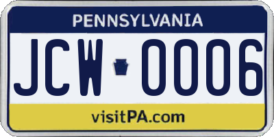PA license plate JCW0006