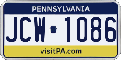 PA license plate JCW1086
