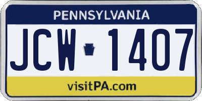 PA license plate JCW1407