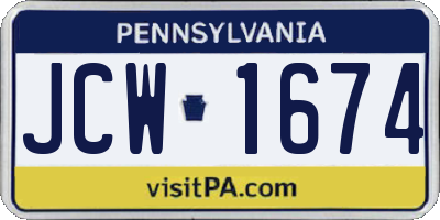 PA license plate JCW1674