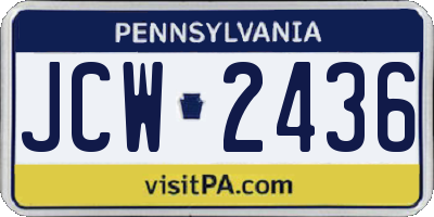 PA license plate JCW2436