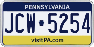 PA license plate JCW5254