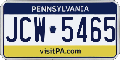 PA license plate JCW5465