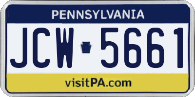 PA license plate JCW5661