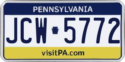 PA license plate JCW5772