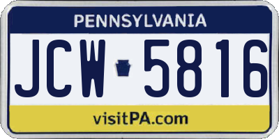 PA license plate JCW5816