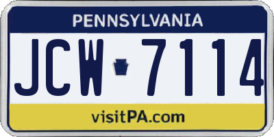 PA license plate JCW7114