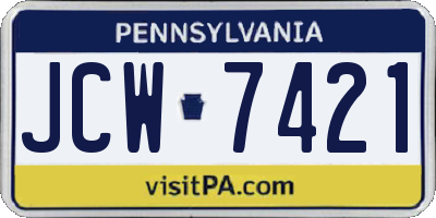 PA license plate JCW7421