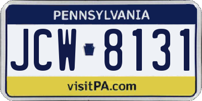 PA license plate JCW8131