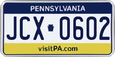 PA license plate JCX0602
