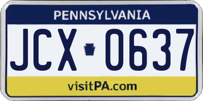 PA license plate JCX0637