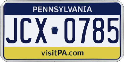PA license plate JCX0785