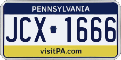 PA license plate JCX1666
