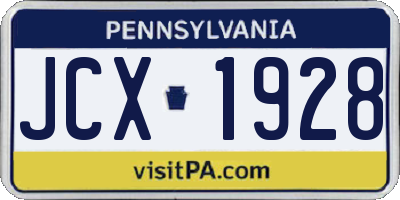 PA license plate JCX1928