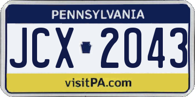 PA license plate JCX2043