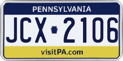 PA license plate JCX2106