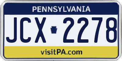 PA license plate JCX2278