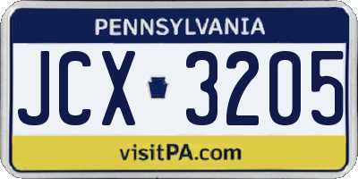 PA license plate JCX3205