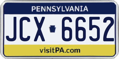 PA license plate JCX6652