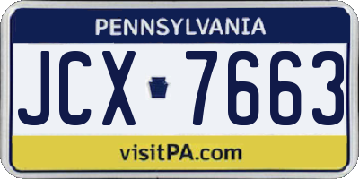 PA license plate JCX7663