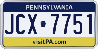 PA license plate JCX7751