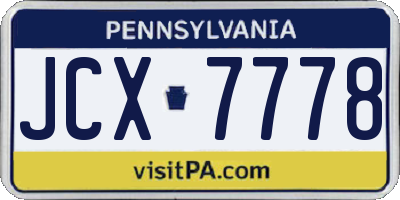 PA license plate JCX7778