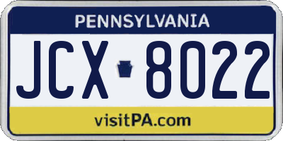 PA license plate JCX8022