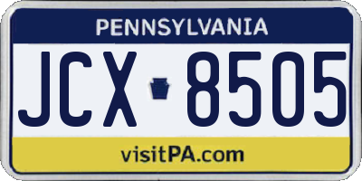 PA license plate JCX8505