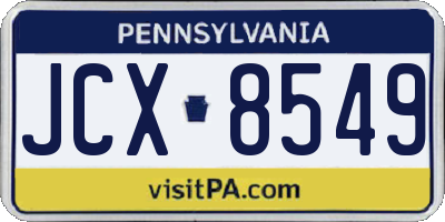 PA license plate JCX8549