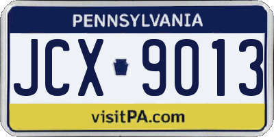 PA license plate JCX9013
