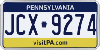PA license plate JCX9274