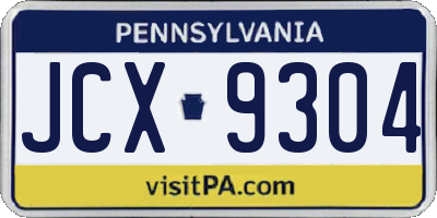 PA license plate JCX9304