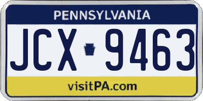 PA license plate JCX9463