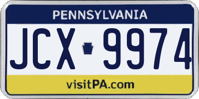PA license plate JCX9974