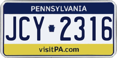 PA license plate JCY2316