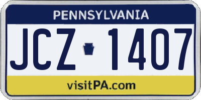 PA license plate JCZ1407