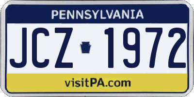 PA license plate JCZ1972