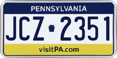 PA license plate JCZ2351